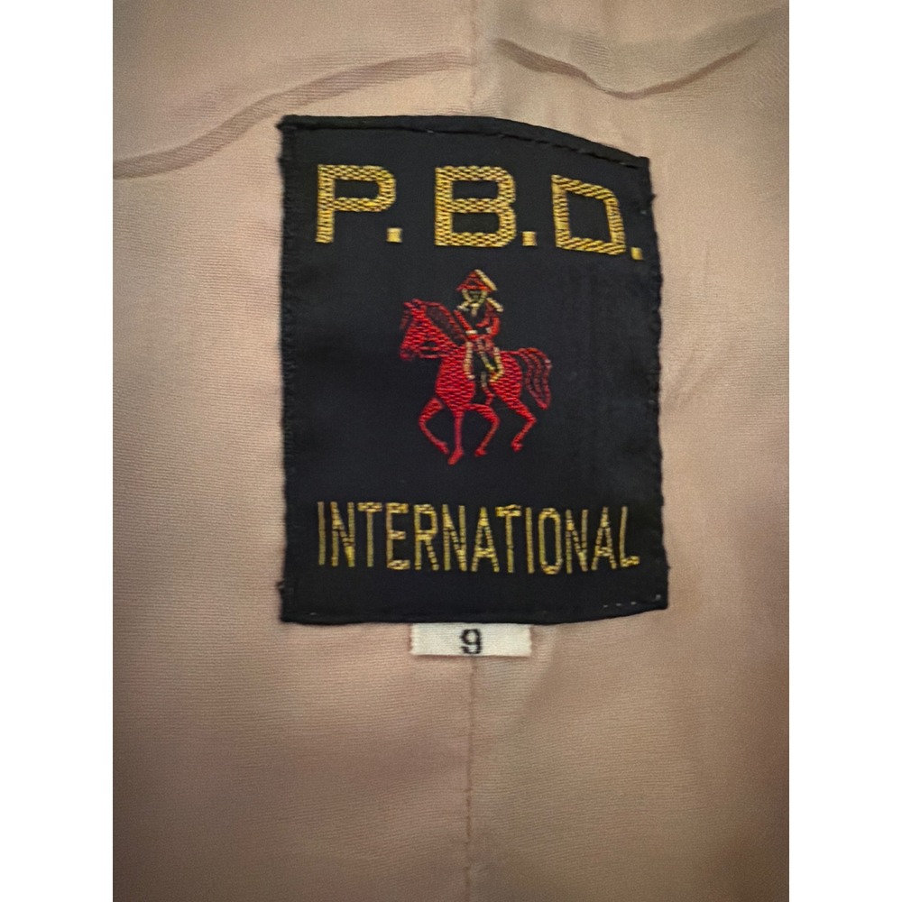P.B.D. International Trench Coat Tan Hooded Belted Long Jacket Vintage Size 9 - Picture 2 of 7